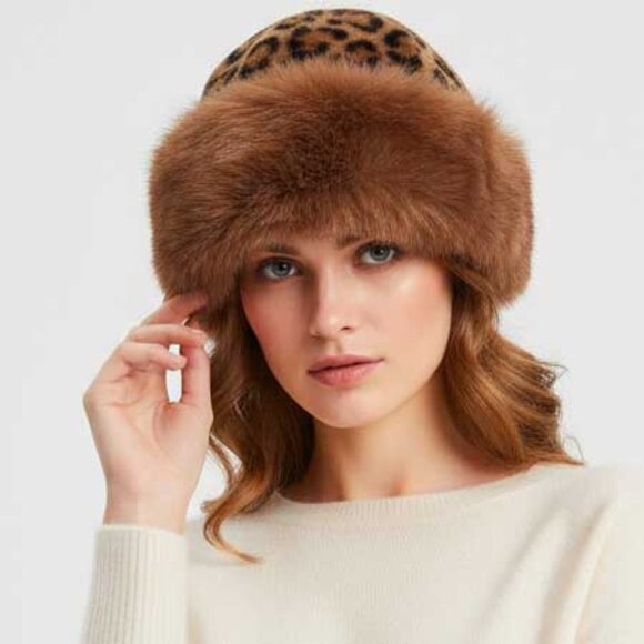 2/$30 Ladies Leopard Print Bucket Hat - Womens Elegant Winter Hat - Picture 2 of 7